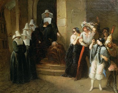 El baile de máscaras, c.1870 de Henri Victor Deveria